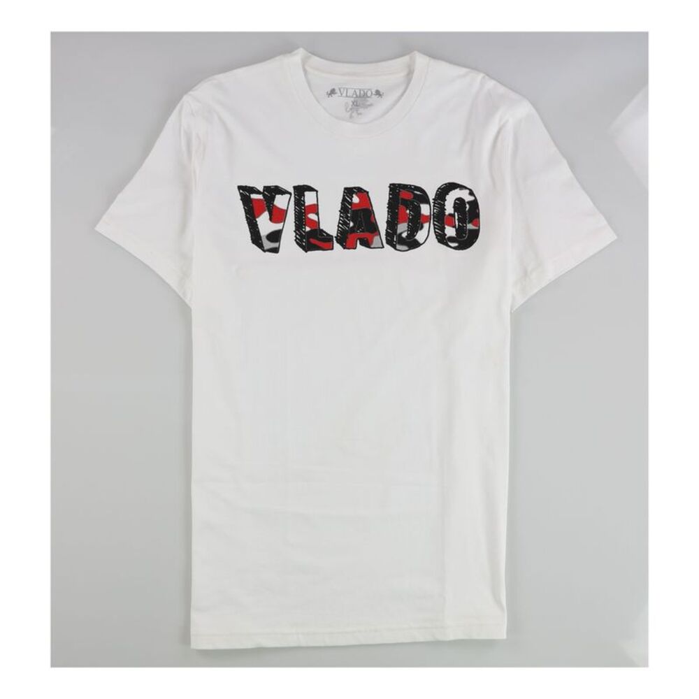 Vlado Mens 3D Logo Graphic T-Shirt, White, XL, DM